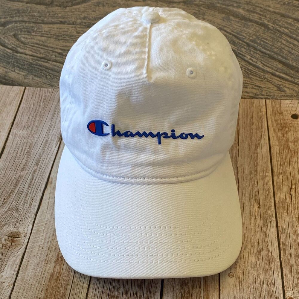 Champion White Curved Bill Strapback Hat